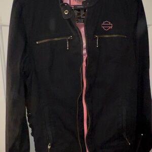 Black Harley Davidson Women's Jacket with Pink Accents- double zipper